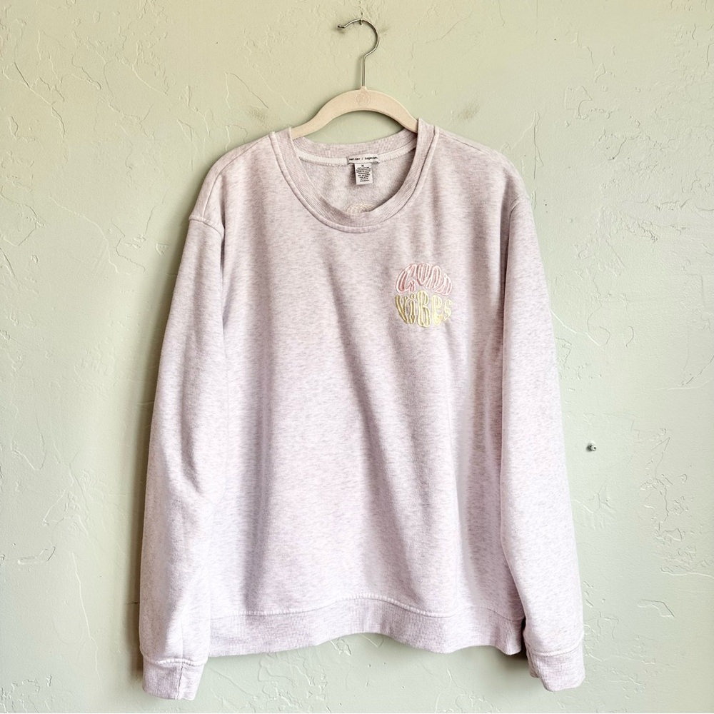 better / together Women’s Good Vibes Embroidered Gray Sweatshirt Size XL